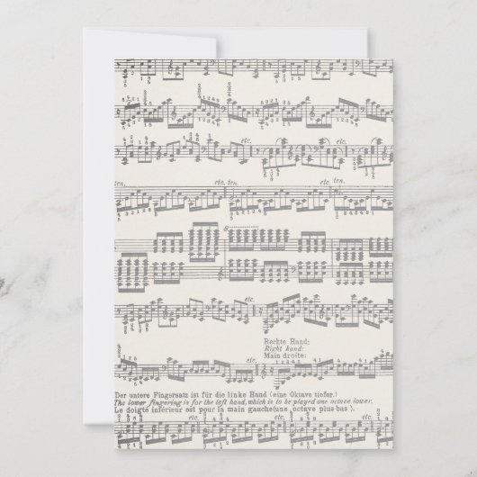 Bloemen Piano Wit Overweging Uitnodiging (Achterkant)