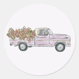 bloemen pick-up truck ronde sticker