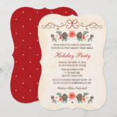 Bloemen Pinecone Business Holiday Party Kaart (Voorkant / Achterkant)