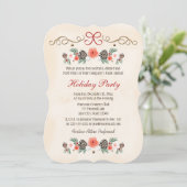 Bloemen Pinecone Business Holiday Party Kaart (Staand voorkant)