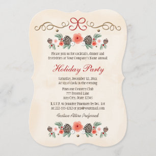  Bloemen Pinecone Business Holiday Party Kaart