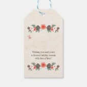  Bloemen Pinecone Happy Holiday Gift Label Cadeaulabel (Achterkant)
