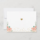 Bloemen Pioen en Goud Confetti Classy Elegant Chic RSVP Kaartje (Achterkant)