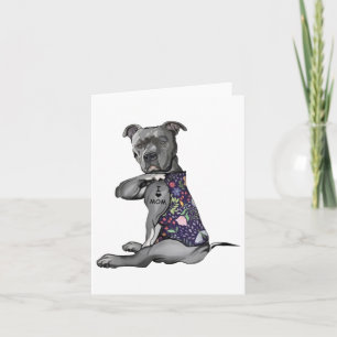 Bloemen Pitbull - I Love Mom Hippie Dog Pitbull Ta Kaart