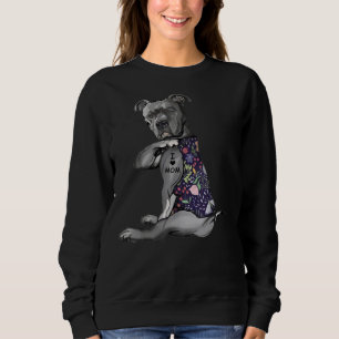 Bloemen Pitbull Ik hou van Mam Hippie Hond Pitbull Trui