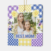 Bloemen & Plaid Fotolijst Moederdag Keramisch Ornament (Links)