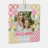 Bloemen & Plaid Fotolijst Moederdag Keramisch Ornament (Rechts)