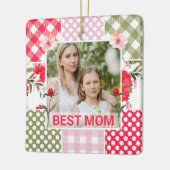 Bloemen & Plaid Fotolijst Moederdag Keramisch Ornament (Links)
