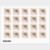 Bloemen & Plaid Fotolijst Moederdag Vierkante Sticker (Vel)