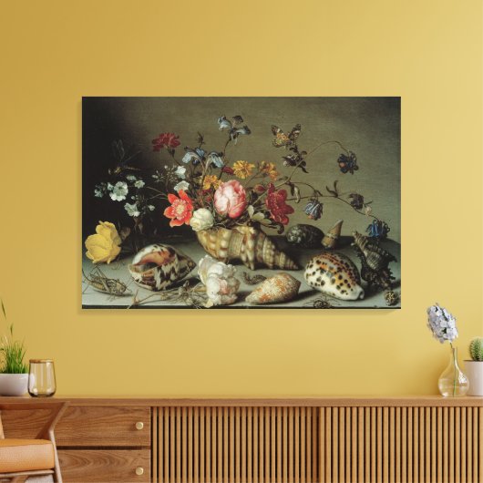 Bloemen, planken en insecten Balthasar van der Ast Canvas Afdruk (Insitu (Woonkamer))