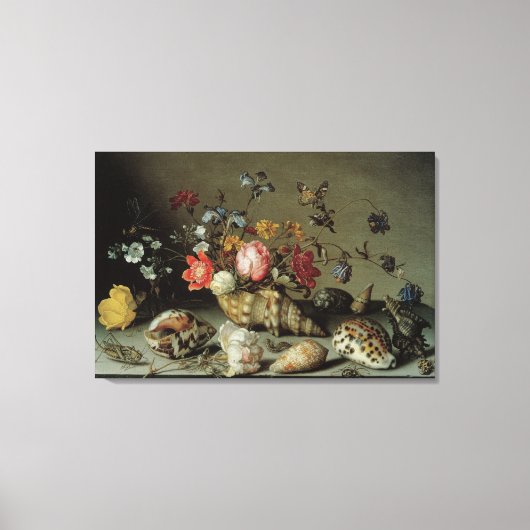 Bloemen, planken en insecten Balthasar van der Ast Canvas Afdruk (Voorkant)