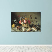 Bloemen, planken en insecten Balthasar van der Ast Canvas Afdruk (Insitu (Houten vloer))