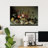 Bloemen, planken en insecten Balthasar van der Ast Poster (Thuiskantoor)