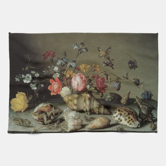 Bloemen, planken en insecten Balthasar van der Ast Theedoek (Horizontaal)