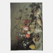 Bloemen, planken en insecten Balthasar van der Ast Theedoek (Verticaal)