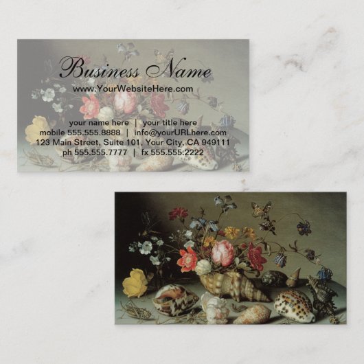 Bloemen, planken en insecten Balthasar van der Ast Visitekaartje (Voorkant / Achterkant)
