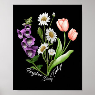 Bloemen Plant Foxglove Daisy Tulip Flower G Poster