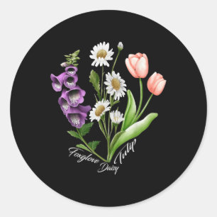 Bloemen Plant Foxglove Daisy Tulip Flower G Ronde Sticker