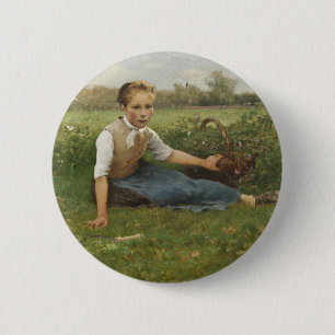 Bloemen plukken   1882 ronde button 5,7 cm
