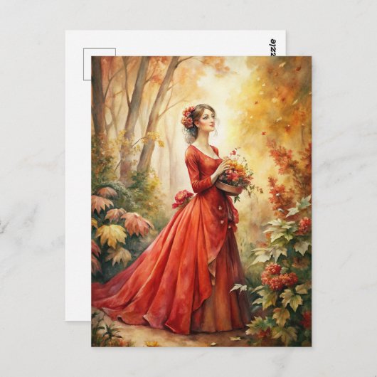 Bloemen plukken briefkaart (Voorkant / Achterkant)