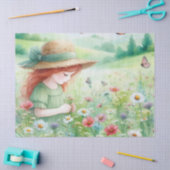 Bloemen plukken Meisje in Tuin Weefsel Papier (Craft)