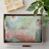 Bloemen plukkend meisje in tuin tissuepapier (Geschenk)