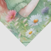 Bloemen plukkend meisje in tuin tissuepapier (Detail)