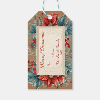 Bloemen Poinsettia Gift Label Cadeaulabel