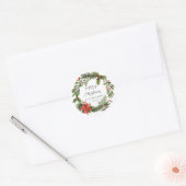 Bloemen Poinsettia Groen Familie Kerstmis Ronde Sticker (Envelop)