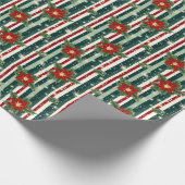 Bloemen  Poinsettia Kerst gestreept Cadeaupapier (Hoek)