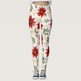 Bloemen Poinsettia Rode Bloem Leggings