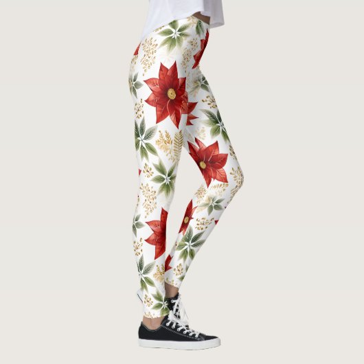 Bloemen Poinsettia Rode Bloem Leggings (Rechts)