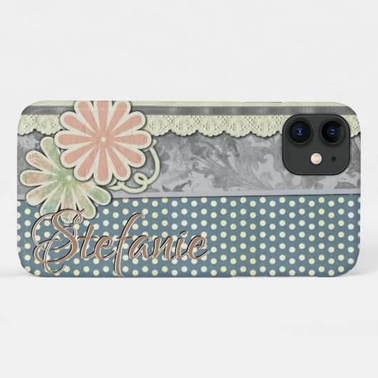 Bloemen, poka Dots & Lace (groen) Case-Mate iPhone Case (Achterkant (horizontaal))