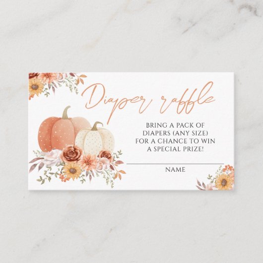 Bloemen Pompoen Baby shower Luier loterij kaarten (Voorkant)