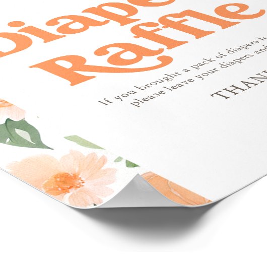 Bloemen Pompoen Baby shower Luier Raffle Sign Poster (Hoek)