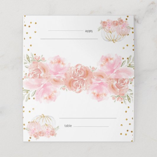 Bloemen Pompoen Baby shower Plaats kaart Plaatskaartje (Buitenkant ongevouwen)