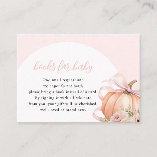 Bloemen Pompoen Bow Baby shower Boeken voor Baby Informatiekaartje (Voorkant)