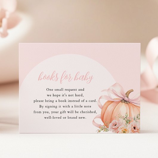 Bloemen Pompoen Bow Baby shower Boeken voor Baby Informatiekaartje