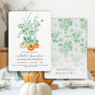 Bloemen Pompoen Groen n Wit Vrijgezellenfeest Kaart