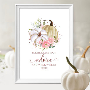 Bloemen Pompoen Herfst Bruidsdiner Advies Bord Poster