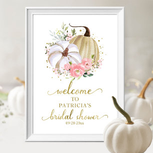Bloemen Pompoen Herfst Bruidsdiner Welkomstbord Poster