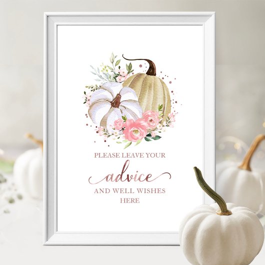 Bloemen Pompoen Herfst Bruidsdouche Advies Bord Poster