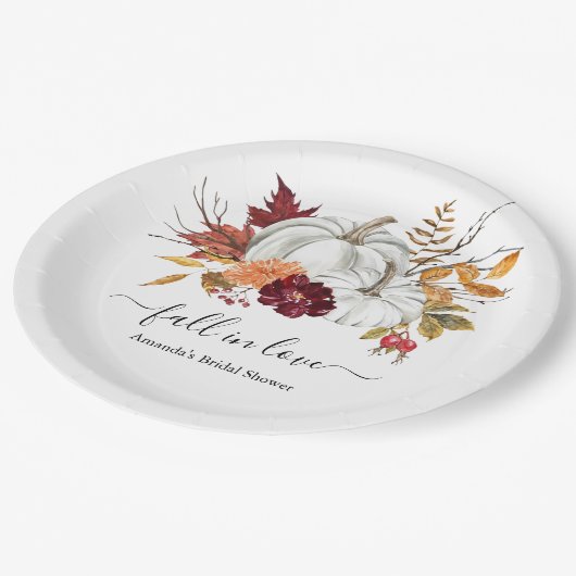 Bloemen Pompoen Herfst Vrijgezellenfeest Papier Bo Papieren Bordje (Gekanteld)