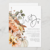 Bloemen Pompoen Herfst We Do QR Code Trouw Uitnodi Kaart (Voorkant / Achterkant)