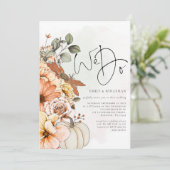 Bloemen Pompoen Herfst Wij Doen QR Code Bruiloft Kaart (Staand voorkant)