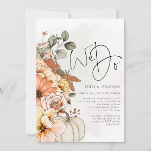 Bloemen Pompoen Herfst Wij Doen QR Code Bruiloft Kaart