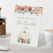 Bloemen pompoen Hot Chocolade Bar teken Reclamebord Met Voetstuk (Insitu)