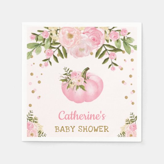 Bloemen Pompoen Papier Servet Herfst Herfst Baby M (Voorkant)