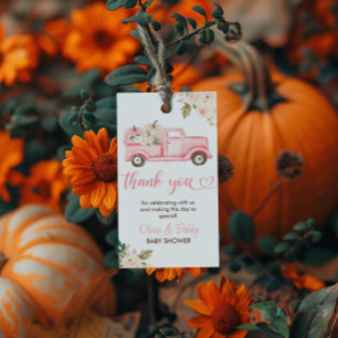  Bloemen Pompoen Truck Baby shower Cadeaulabel