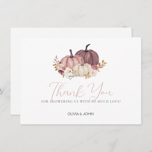 Bloemen pompoen tuin feest bedankkaart (Voorkant / Achterkant)
